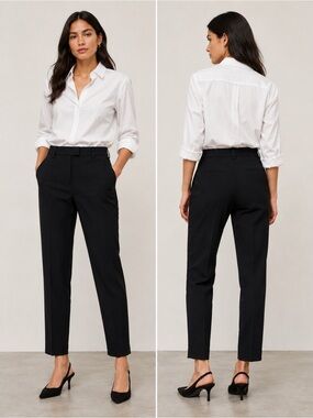 Reiss Black Tailored Ankle Trousers